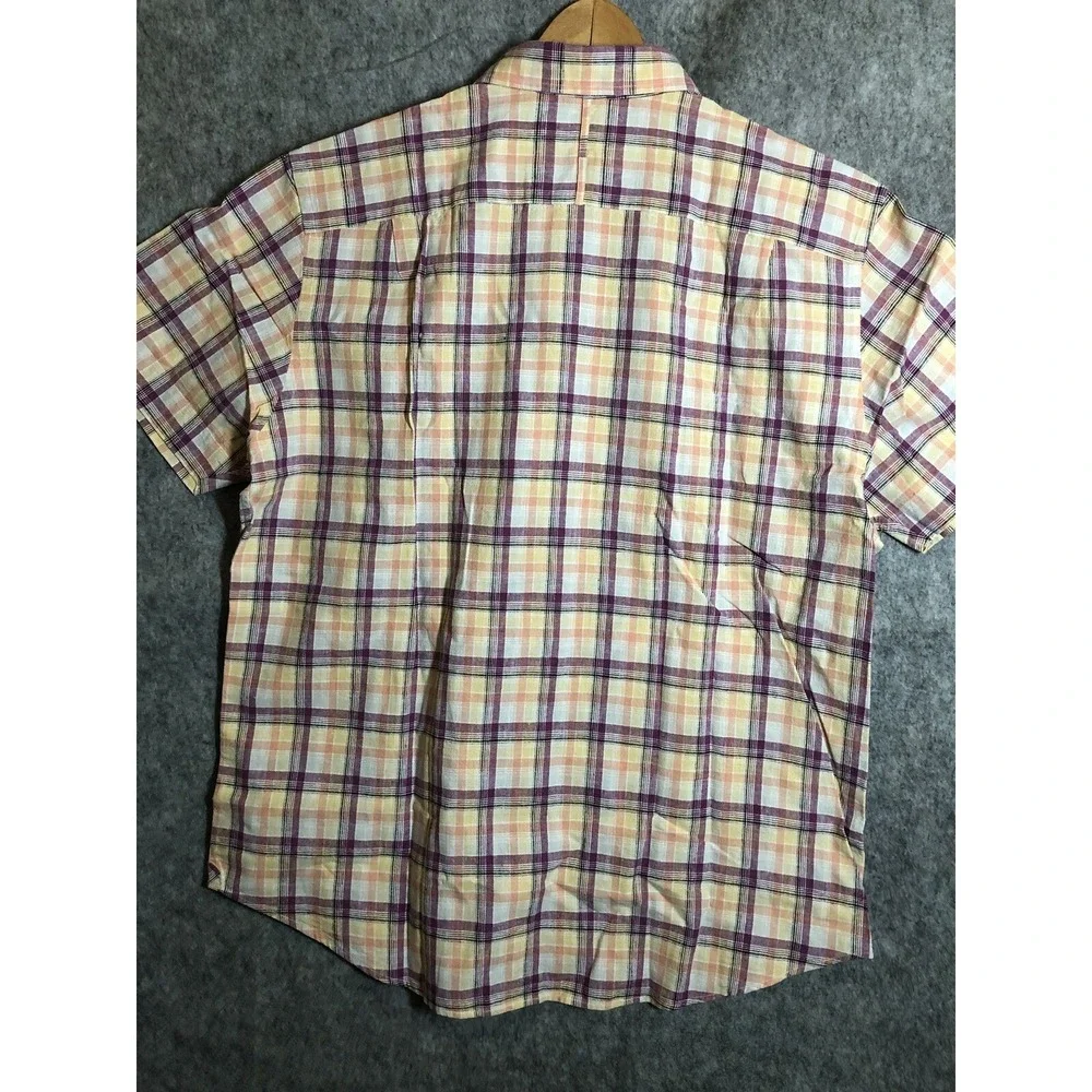 Banana Republic Shirt Men XL Linen Plaid Casual Coastal Beach Nautical